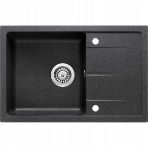 DEANTE Zlewozmywak granitowy 1-komorowy z ociekaczem Leda, grafit