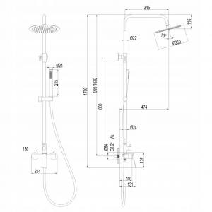INVENA DESZCZOWNIA Z BATERIĄ NATRYSKOWĄ NERI PLUS INVENA TREND MIEDŹ