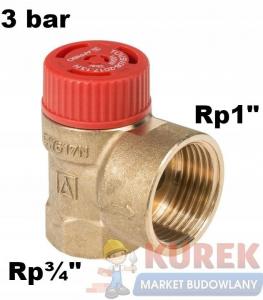 AFRISO Zawór bezpieczeństwa MS 3/4 cala x 1 cal, 3 bar do instalacji C.O.