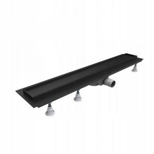 Odpływ liniowy Base-Low Black Standard 60x8 z mask do zabudowy płytkami