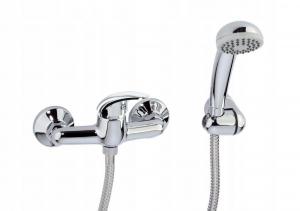 Bateria prysznicowa Alba ścienna dwuotworowa z akcesoriami chrom