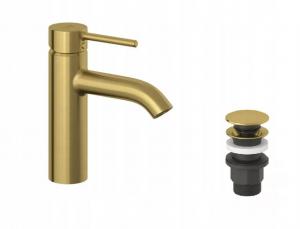 Bateria umywalkowa stojąca KLUDI BOZZ 1-uchwytowa 1-otw złoty szczotkowany