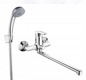 INVENA BATERIA WANNOWA VERSO Z DŁUGĄ WYLEWKĄ I ZESTAWEM NATRYSKOWYM