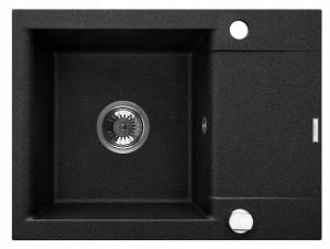 ZLEWOZMYWAK GRANIT 1K TESALIA CZARNY NAKRAPIANY Z SYF CHROM Z KRÓTKIM OCIEK