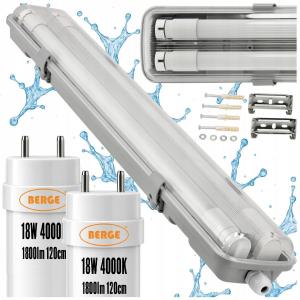Oprawa hermetyczna do tub LED G13, 2xT8, 2x18W, 2x1800lm, 4000K, IP65, 120c