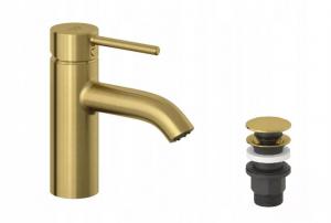 Bateria umywalkowa stojąca KLUDI BOZZ 1-uchwytowa 1-otw złoty szczotkowany