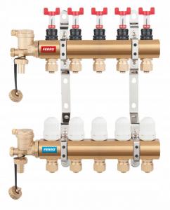 Rozdzielacz 2-drog z zaworami termostat i przepływomierzami standard
