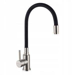 INVENA BATERIA ZLEWOZMYWAKOWA SILVA Z RUCHOMĄ WYLEWKĄ, INOX / CZARNA