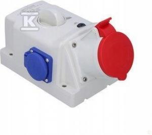 SCAME Gniazdo natynkowe OPTIMA-COMBI 3P+N+E 32A + 2x230V z wyłącznikiem 0-1