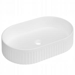 INVENA UMYWALKA NABLATOWA GLAMOUR TREND 50CM OWALNA RYFLOWANA, BIAŁA POŁY