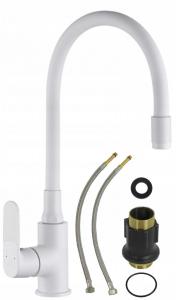 INVENA BATERIA ZLEWOZ JOGA PLUS Z RUCHOMĄ WYLEWKĄ, KOLOR BIAŁA