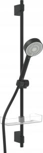 Zestaw prysznicowy Apollo, na drążku - 3 rodzaje strumienia, czarny matowy