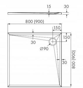 SCHEDPOL Brodzik kompozytowy Stabilsound Plus Etrusco 80x80x3 cm kwadratowy
