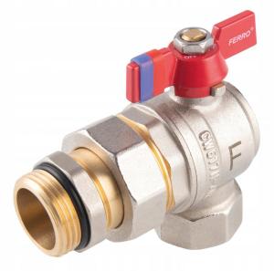 Zawór kulowy kątowy nakrętno-wkrętny z motylkiem, ze śrubunkiem, 1, F-Power