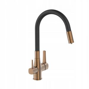 INVENA BATERIA ZLEWOZMYWAKOWA Z FILTREM GLAMOUR TREND, MIEDŹ / CZARNA