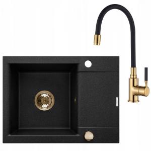 ZLEWOZMYWAK GRANIT 1K TESALIA W ZES ZE ZŁOTĄ BZ GLAMOUR SYF ZŁOTY Z KRÓT OC