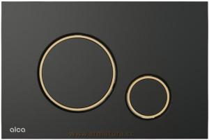 Przycisk sterujący ALCADRAIN THIN do systemów podtynk czarny mat/złoty okrą