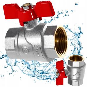 Kurek kulowy OMAX DN25-PN30-MAl (F/F) z dławikiem z motylkiem aluminiowym (