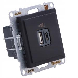 LEGRAND Gniazdo USB typ A + C - 5 V - 3 A, CZARNY SUNO