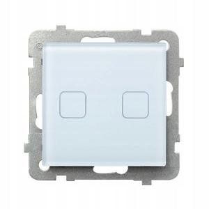 Łącznik dotykowy dwugrupowy świecznikowy z podświetleniem + wi-fi, białe sz