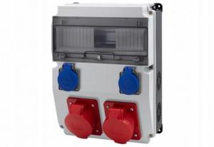 Rozdzielnica CAJA 12M BICOLOR - gniazda 16A 5p, 32A 5p, 2x230V, 12 modułów,