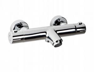 Bateria wannowa Estill Round ścienna dwuotworowa termostatyczna chrom