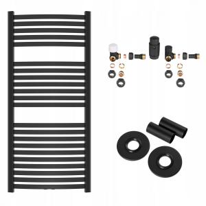 INVENA GRZEJNIK ŁAZ. 540X1200 + KPL. OSIOWY + MASKOWNICA POJ. - CZARNY