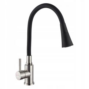 INVENA BATERIA ZLEWOZMYWAKOWA GABI Z RUCHOMĄ 2F WYLEWKĄ, INOX / CZARNA