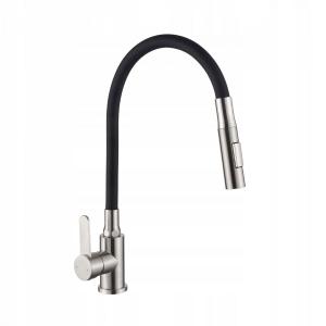 INVENA BATERIA ZLEWOZMYWAKOWA DALIS Z RUCHOMĄ 2F WYLEWKĄ, INOX / CZARNA