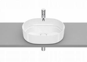 Umywalka nablatowa INSPIRA ROUND 50x37cm, b/otw., b/przel. Biały ROCA