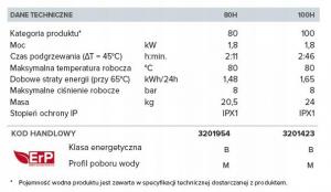 Podgrzewacz elektr. poj poziomy 100l 1.8 kW 8 bar ARISTON PRO1 ECO 100 H