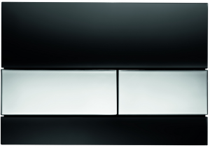 Przycisk spłukujący TECE square podwójny, szklany do WC szkło czarny/chrom