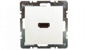 BERKER Gniazdo HDMI z przyłączem 90° śnieżnobiały, połysk S.1/B.3/B.7 Glas