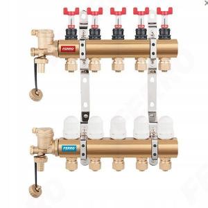 Rozdzielacz 10-drogowy z zaworami termostat i przepływomierzami, standard