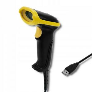 QOLTEC Laserowy czytnik kodów 1D, 2D, USB, Czarny, 50867