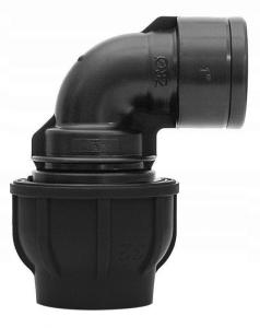 Kolano zaciskowe PP 90st. 110x4 GW gwint wewnętrzny PN10, do rur PE, kolor