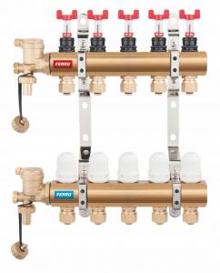 Rozdzielacz 2-drog z zaworami termostat i przepływomierzami standard