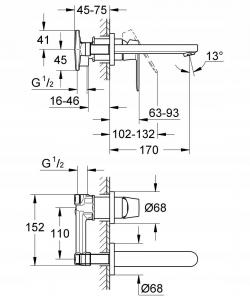Bateria umywalkowa ścienna HANSGROHE Vernis Shape 1-uchwyt. czarna matowa