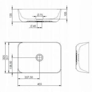 Umywalka nablatowa RENI 46x33cm, b/otw., b/przel. Ceramiczna Biały ELITA