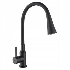 INVENA BATERIA ZLEWOZMYWAKOWA GABI Z RUCHOMĄ 2F WYLEWKĄ, CZARNA