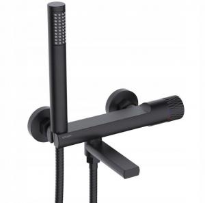 VALVEX DECOR BLACK Bateria wannowa ścienna z akcesoriami