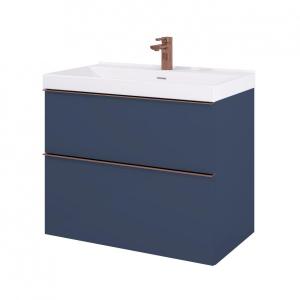 Szafka 800 x 449 x 635 mm navy blue matt z 2 szufladami ROCA Look 80 2S