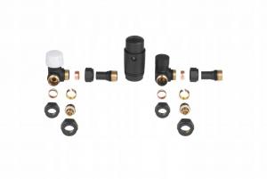 Zestaw termostatyczny INVENA osiowy CZARNY pex16 - miedź15 48h