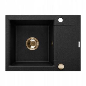 ZLEWOZMYWAK GRANIT 1K TESALIA CZARNY NAKRAPIANY Z SYF ZŁOTY Z KRÓTKIM OCIEK