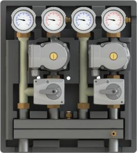 Grupa pompowa KOMBIMIX-ONNLINE dla 2 obwodów (z mieszaczami)